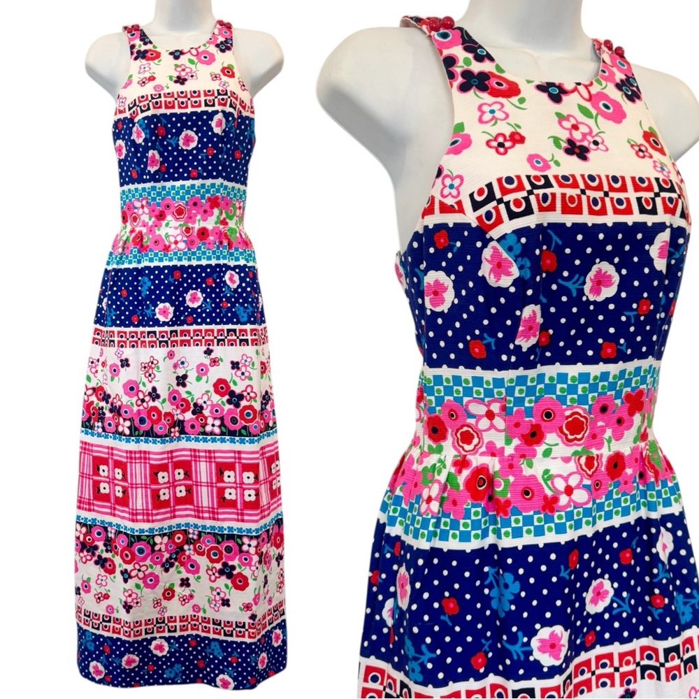 Vintage Alexa Bonwit Teller Floral Print Sundress Maxi Column Gown Mod Sun Dress - Picture 1 of 7